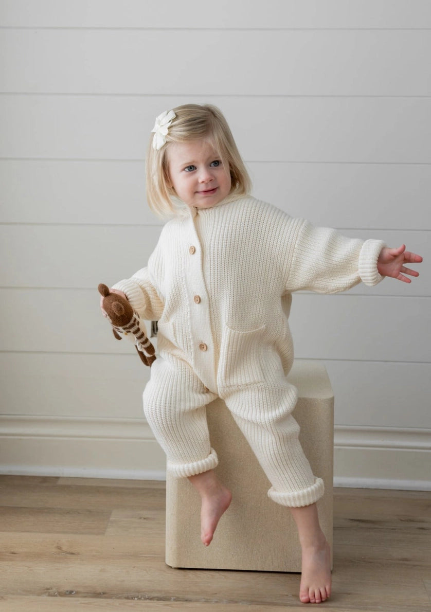 Cloud Cream Hooded Knit Playsuit